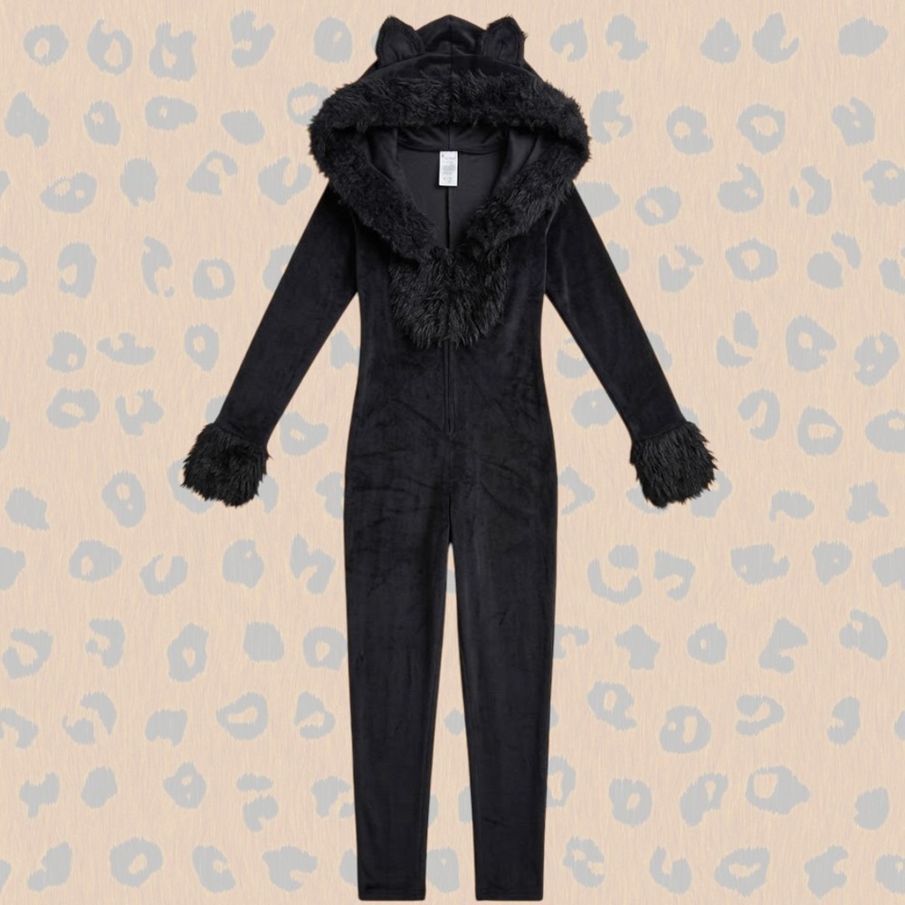 Black Cat Costume Fitted Full Zip Jumpsuit Size Small Cat Suit Cat Women